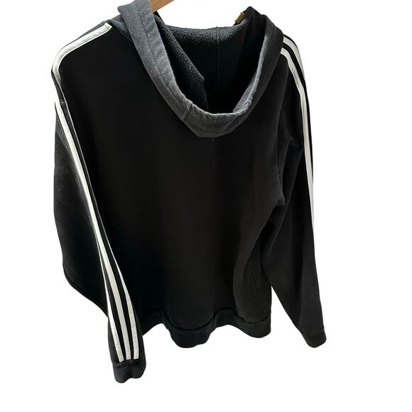 Vintage Adidas Black and White Striped Hoodie- Black Men's Size Large - Picture 4 of 4